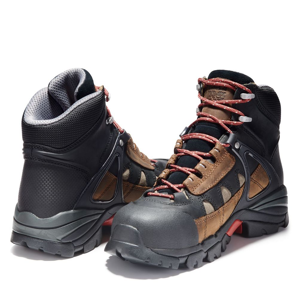 Timberland Μποτακια Εργασίας Ανδρικα Μαυρα/Καφε - Pro® Hyperion 6\" Alloy Toe - Greece 8256073-ZP